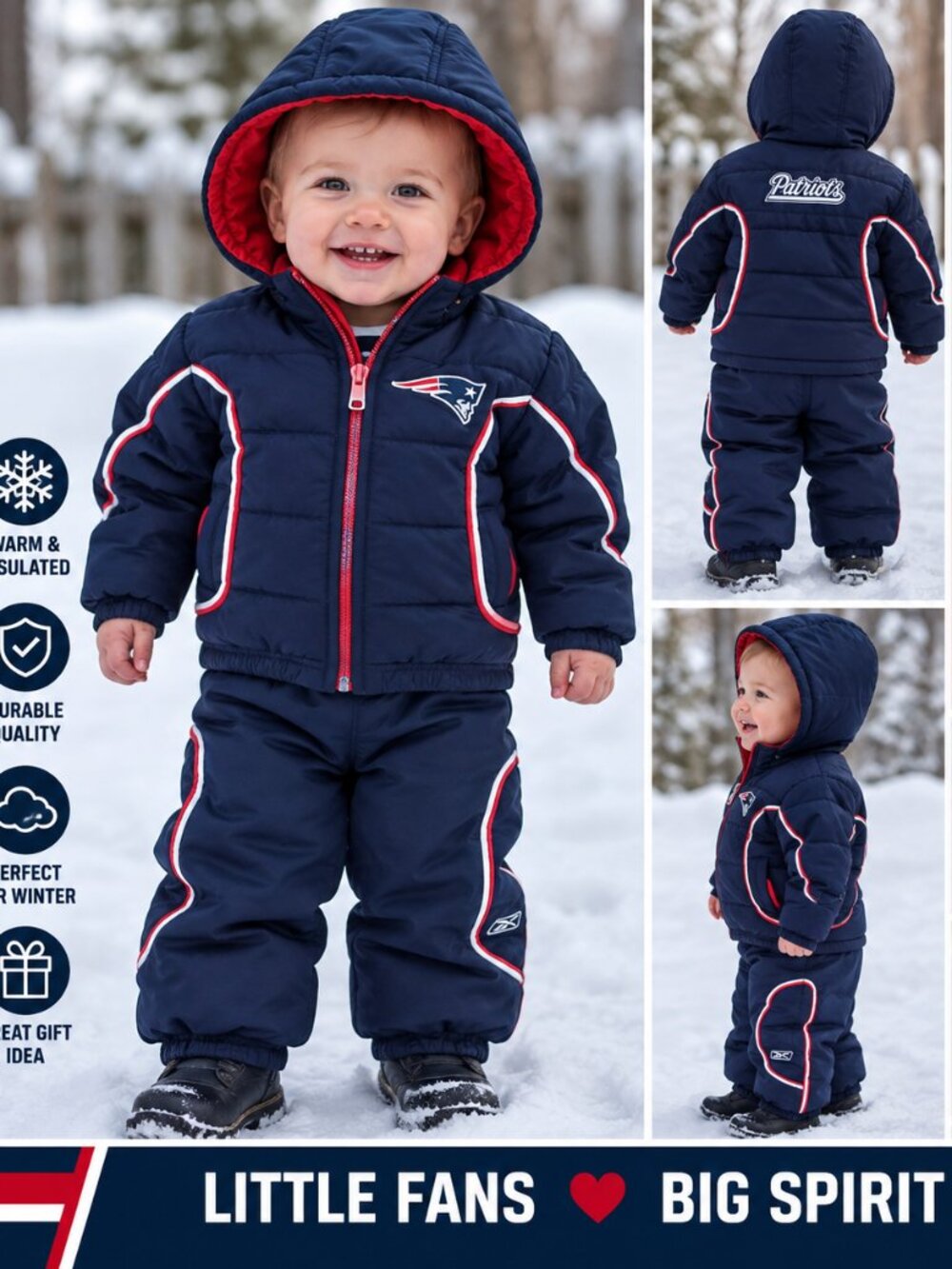 🏈 NEW ENGLAND PATRIOTS REEBOK BABY SNOWSUIT SET – 12 MONTHS – $39